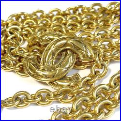 CHANEL CC Logos Quilted Charm Triple Chain Belt 35 Gold Tone Auth n1113