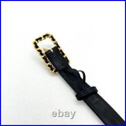 CHANEL CC Mark Belt 70/28 96P Accessory Black Gold Leather Auth good condition