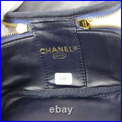 CHANEL CC Vanity Hand Bag Pouch 4684505 Purse Indigo Denim Auth 91385