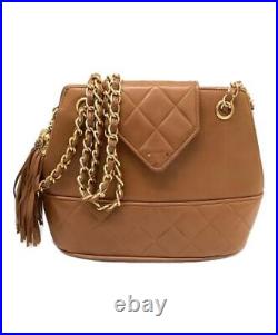 CHANEL Chain Shoulder Bag Handbag Brown WithCard Auth/3926