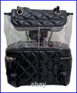CHANEL Clear Silver Hardware Backpack Black France A57826 Auth/74