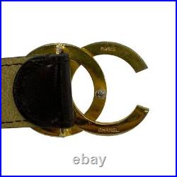 CHANEL Coco Mark Gold Buckle Calf Leather Belt Auth from Japan