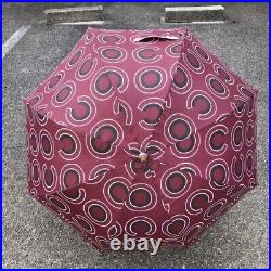 CHANEL Coco Mark Long Umbrella Bordeaux CC Logo Rain Gear France Unisex Auth