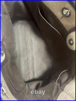 CHANEL Deauville Tote Shoulder Bag Beige Chanvas Silver Chain Strap CC Logo Auth