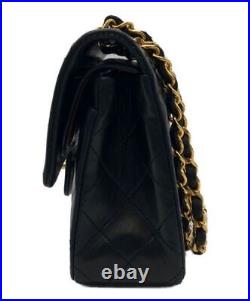 CHANEL Double Flap Chain Shoulder Bag Black Auth/2415