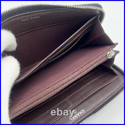 CHANEL Lamb skin long Zippy wallet Black Leather Coco Mark Logo Silver Auth