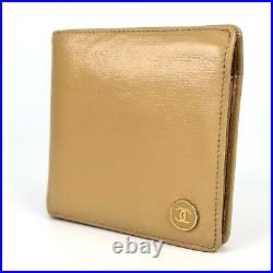 CHANEL Leather Bifold Wallet Beige Brown Auth/N01-0057