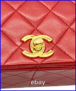 CHANEL Matelassé 23 Full Flap Chain Shoulder Bag Red France WithCard Auth/4144