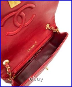 CHANEL Matelassé 23 Full Flap Chain Shoulder Bag Red France WithCard Auth/4144