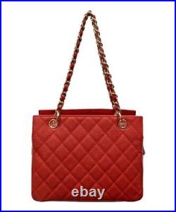 CHANEL Matelassé Chain Shoulder Bag Red Italy WithBag Auth/4325