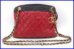 CHANEL Matelasse Chain Shoulder Bag Vintage Rare Purse Red Navy Bi-Color Auth