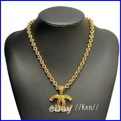 CHANEL Necklace Chain AUTH Coco CC Choker pendant Gold Vintage 49cm 94P Logo F/S