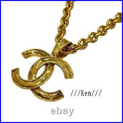 CHANEL Necklace Chain AUTH Coco CC Choker pendant Gold Vintage 49cm 94P Logo F/S