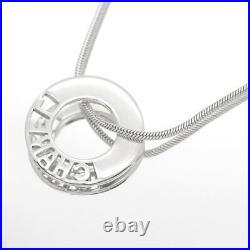 CHANEL Necklace Cutout Logo Circle Pendant Snake Chain Silver Ag925 Women Auth