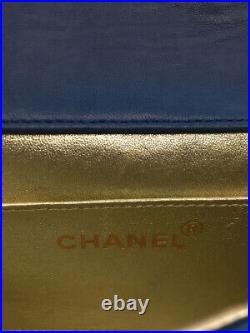 CHANEL Shoulder Bag Indigo Blue Denim Quilted Gold Chain Bijoux CC Logo Auth