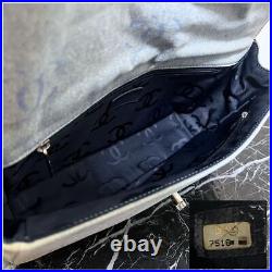 CHANEL Shoulder Bag Light Blue Denim CC Logo Pattern Clear Turnlock CC Logo Auth