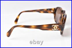 CHANEL Sunglasses Brown Tortoise Shell Gold CC Logo 01452 91235 with Box Auth