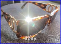 CHANEL Sunglasses Eye Wear Coco CC Logo vintage brown Women VG Auth