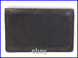 Chanel Coco Mark Card Case Coin Case Lambskin Holder Leather Purse Black Auth