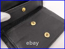 Chanel Coco Mark Card Case Coin Case Lambskin Holder Leather Purse Black Auth