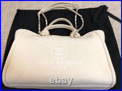 Chanel Deauville Tote Bag Pouch AS3257 Cream Shopping Shoulder Purse Auth New
