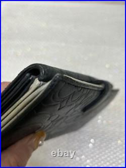 Chanel Long Wallet Camellia Black Silver Metal Coco Logo Mark Snap Button Auth