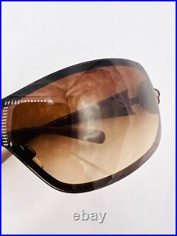 Chanel Sunglasses Shield Rimless Brown Tinted CC Logo Monogram 4164 Vintage Auth