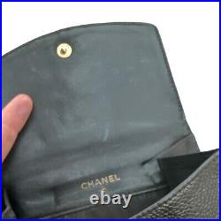 Chanel Vintage Black Wallet- CC Logo-Caviar Lambskin- Leather Purse- 2002- AUTH