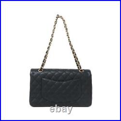 Mint Auth CHANEL Caviar Skin Gold chain handbag shoulder bag Noir Black 1112