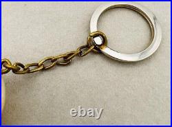 RARE AUTH CHANEL Vintage Charm Key Chains, Rings COCO ball motif GOLD white