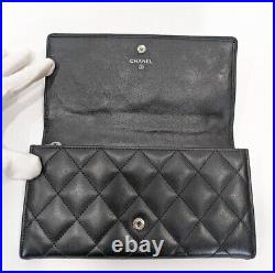 Rakk AA CHANEL Cambon line CoCo leather long wallet Black & pink Auth From Japan