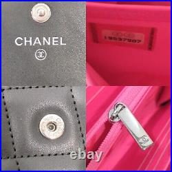 Rakk AA CHANEL Cambon line CoCo leather long wallet Black & pink Auth From Japan